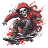 Skeleton Skull Skater Skateboarder Skateboard
