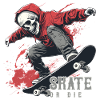Squelette Crâne Skater Skateboarder Skateboard