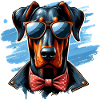 Cute Doberman Wearing Sunglasses