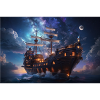 Beautiful sailing ship at night