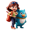 Fille avec compagnon amical
