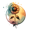 Sunflower with stem drawn