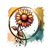 Sunflower with stem drawn