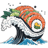 Ukiyo-E Sushi Wave Aesthetic Design