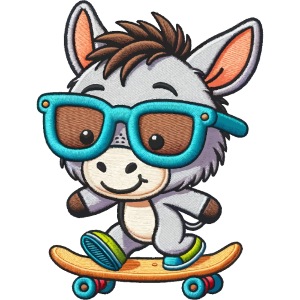 Cool Donkey on Skateboard Cartoon