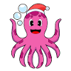 Octopus Christmas Santa Hat