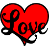 Red heart with text 'Love'