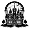 Gothic castle by moonlight