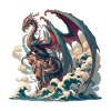 Mystischer Drache auf dem Felsen