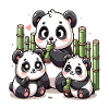 Panda family enjoys bamboo