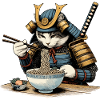 Samurai Cat Ramen Ukiyo-e