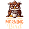 Mürrische Eule Mit Kaffee-morgenstimmung
