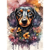 Chien teckel mignon à l’aquarelle