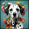 Dalmatians, flowers