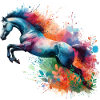 Springpferd Silhouette aquarell