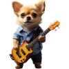 Hund mit Gitarre