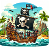 Bateau pirate en haute mer