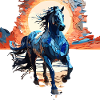 Stylish Blue Horse Illustration