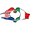 Croazia Italia bandiera mani a forma di cuore usato