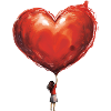 Fille avec ballon coeur géant