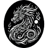 Tribal Dragon Black and White