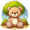 Teddybär vor einem Baum