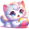 Gatto anime che gioca con una palla