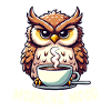 Hibou avec humeur matinale au café