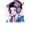 Geisha with headphones