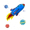 Rocket, Space, Planets, Stars