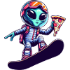 Alien Snowboard Pizza Fun
