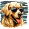 Cute Golden Retriver Wearing Sunglasses
