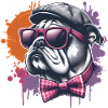 Bulldog som bär farfarshatt