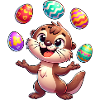 Easter Otter Juggling Easter Eggs,