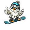 Eule Snowboarder Winterabenteuer