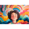 Child dreaming of rainbow