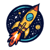 Rocket Traveling Through Space