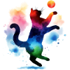 spielende Katze aquarell