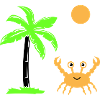 crab, sun, palm