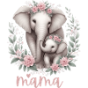 Mamma Hjärta Blommig Krans Elefant Baby Shower