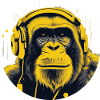 Monkey chilling with headphones