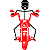 Black stickmen with red engine