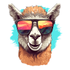 Alpaka mit Sonnenbrille