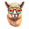 Alpaka mit Sonnenbrille