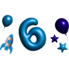 6 Years,Balloon,Rocket,3D, 3D Font