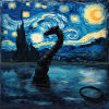 Mostro di Loch Ness, Nessie, Van Gogh, Notte stellata