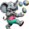 Elefant & Erpel Jonglieren Ostereier,