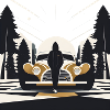 Art-déco-Kapuzenfigur und Auto