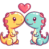 Dinosaur Brontosaurus Couple Love Couple Love Couple