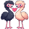 Autruche Couple Amour Couple Amoureux